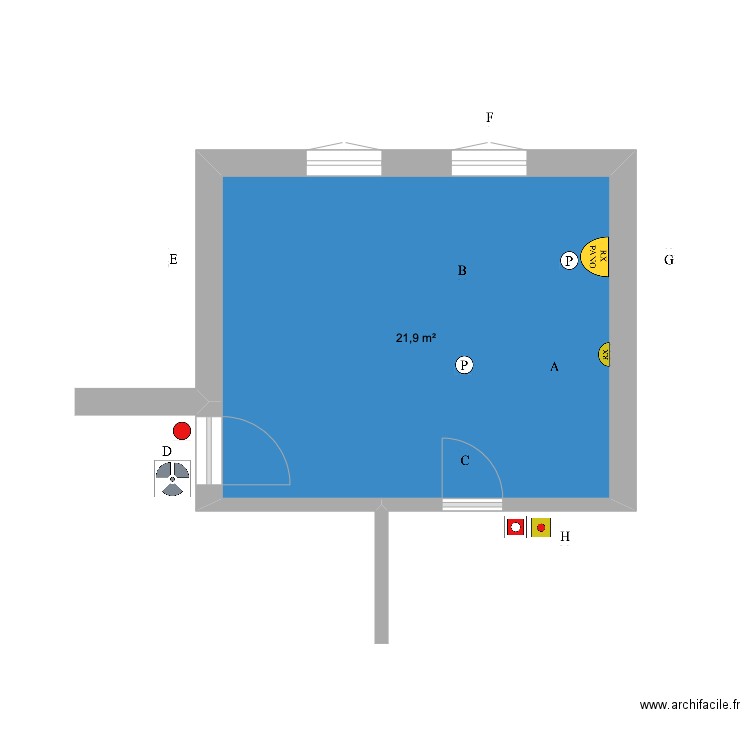 Dr CARETTE. Plan de 1 pièce et 22 m2