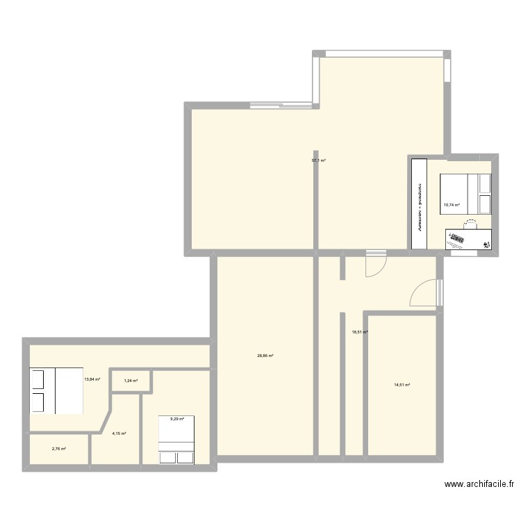 extension. Plan de 0 pièce et 0 m2