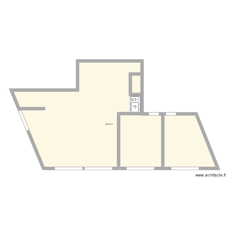 sdp modifiable. Plan de 1 pièce et 106 m2