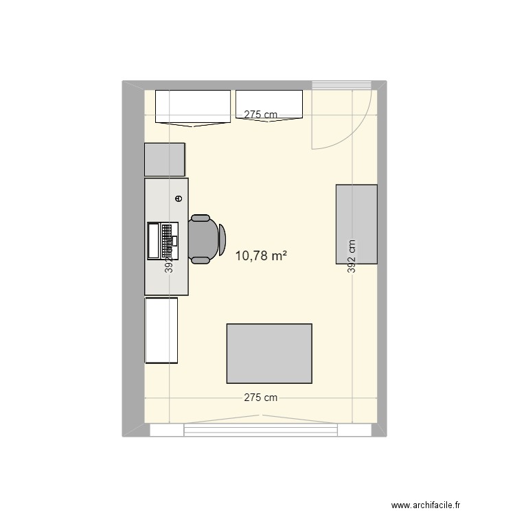 Bureau-2. Plan de 1 pièce et 11 m2