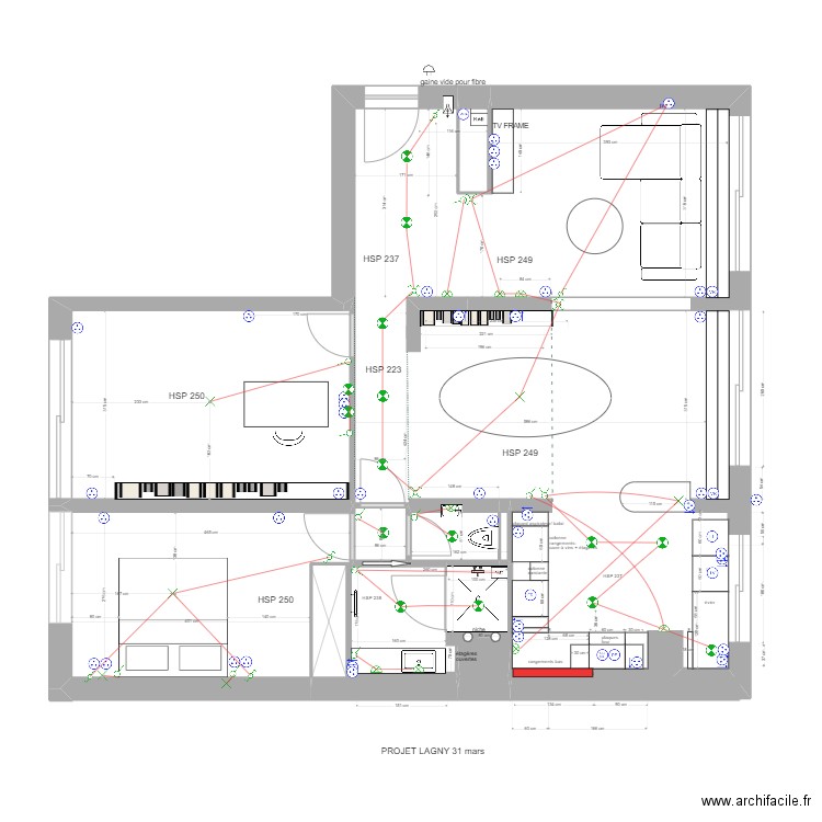 Plan Lagny élec 31 mars. Plan de 7 pièces et 18 m2