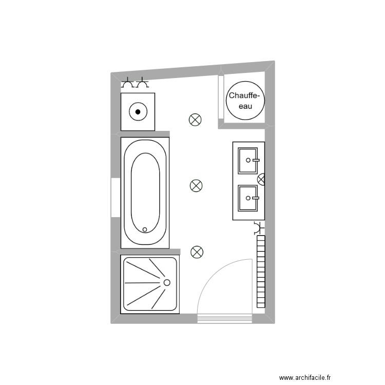 saile de bain. Plan de 2 pièces et 8 m2