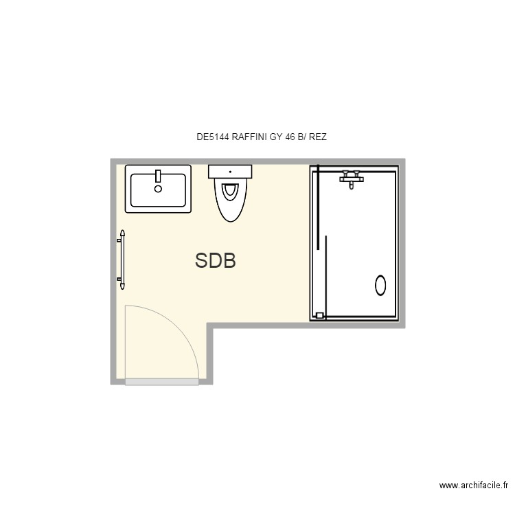 RAFFINI SDB . Plan de 1 pièce et 4 m2