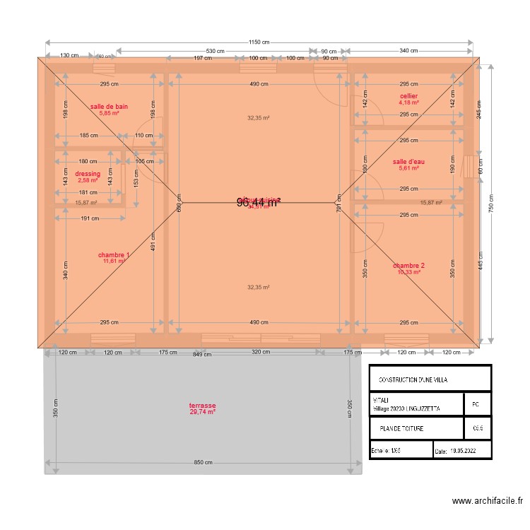 fred plan de toiture corrige 1. Plan de 8 pièces et 104 m2