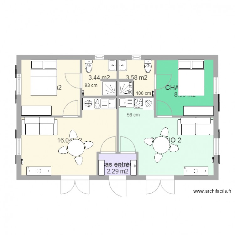 Projet n 2 avec modif SDB. Plan de 0 pièce et 0 m2