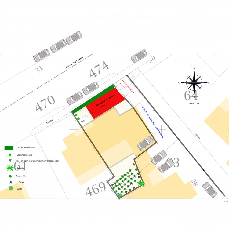 Plan 1 200 Tuilières Parking. Plan de 0 pièce et 0 m2