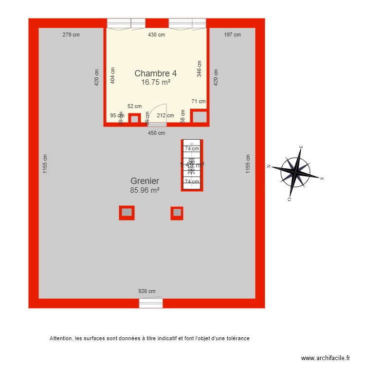 BI 6142 grenier côté. Plan de 0 pièce et 0 m2