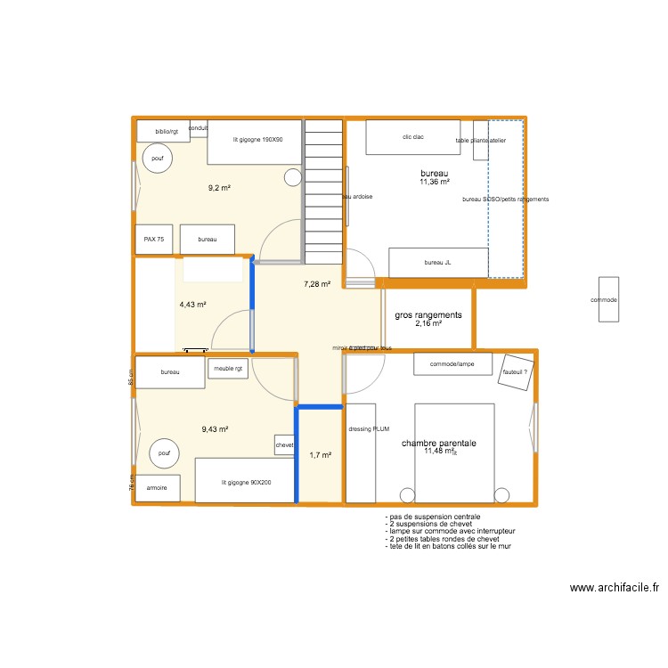 plan VERSION FINAL - ETAGE. Plan de 8 pièces et 57 m2