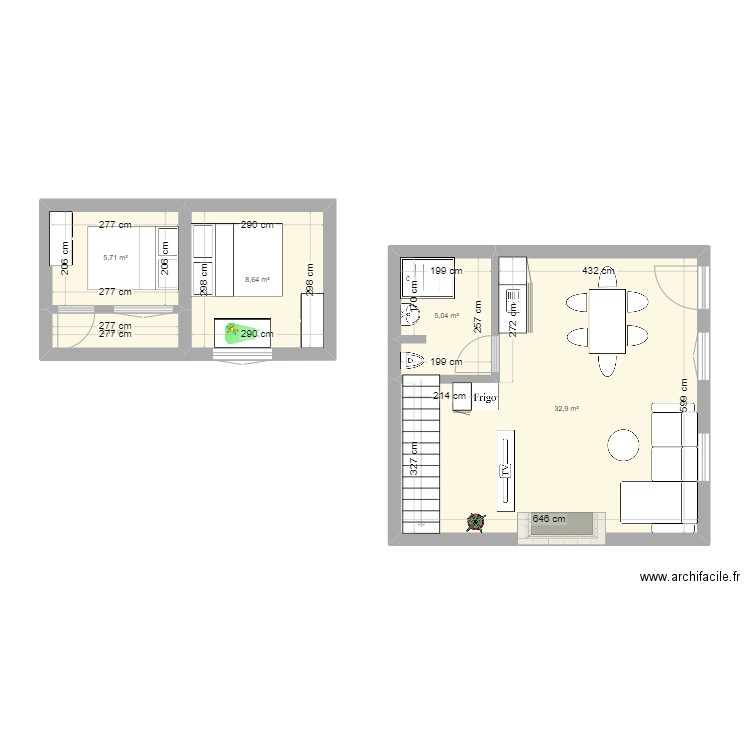 Chataignier. Plan de 5 pièces et 54 m2