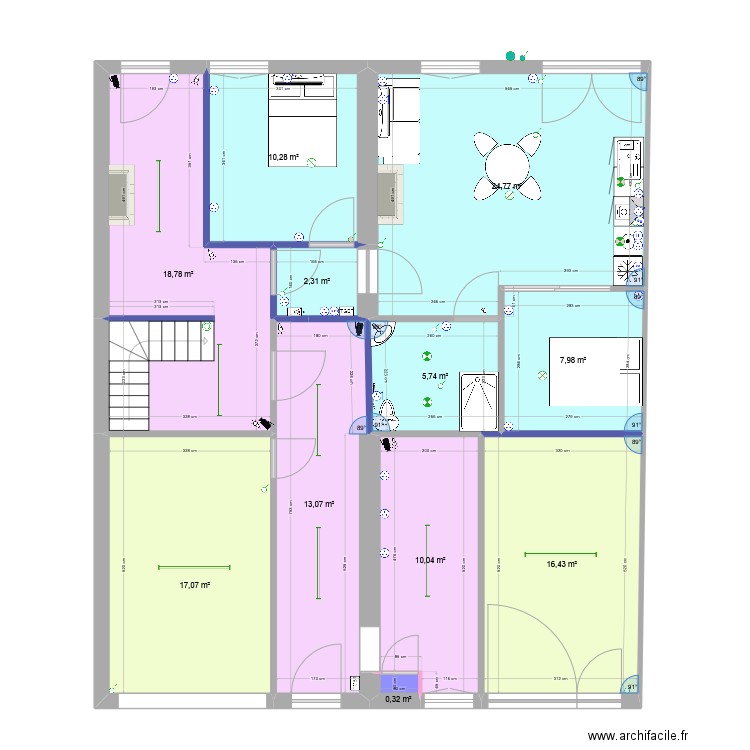Bat-A-R+0 VT3. Plan de 11 pièces et 127 m2