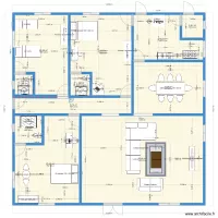 plan de 3 chambres salon avec salle &agrave; manger et cuisine