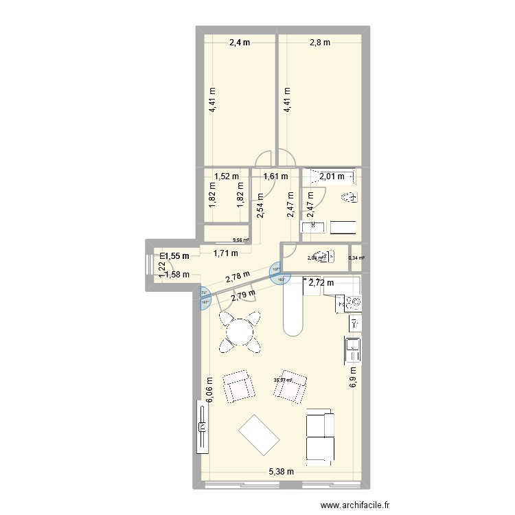 arago31. Plan de 9 pièces et 79 m2