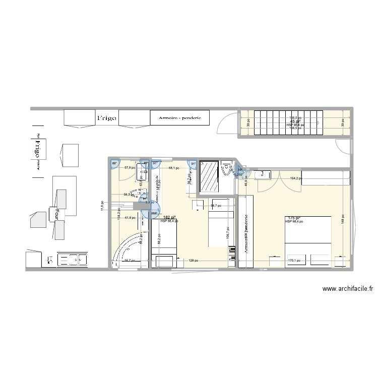 Suite parentale version 2. Plan de 3 pièces et 37 m2