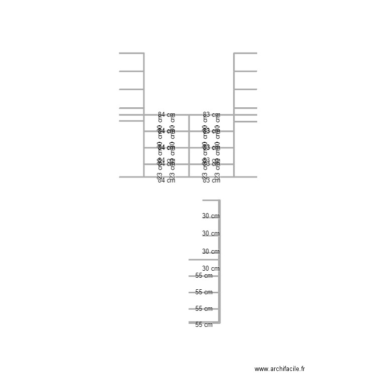 penderie. Plan de 8 pièces et 2 m2