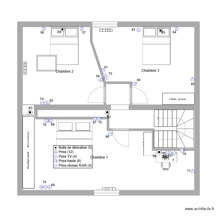 Frey Jerry & Stéphanie 1er Etage prise de courant. Plan de 5 pièces et 67 m2