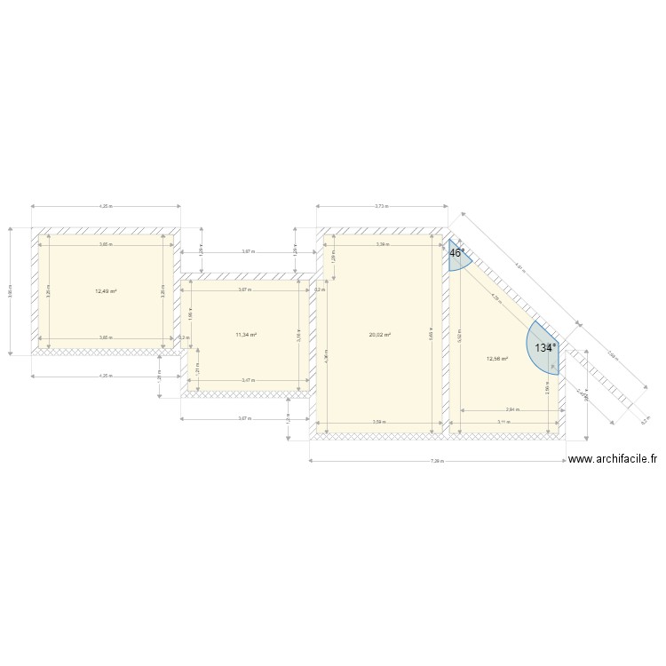 URVOAS. Plan de 4 pièces et 56 m2