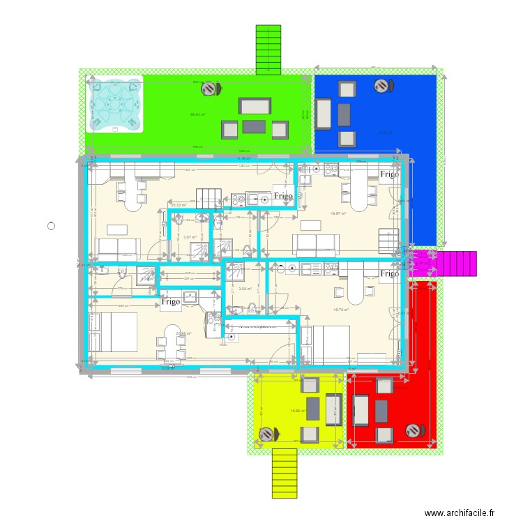 plan appart avec aménagements 3. Plan de 0 pièce et 0 m2