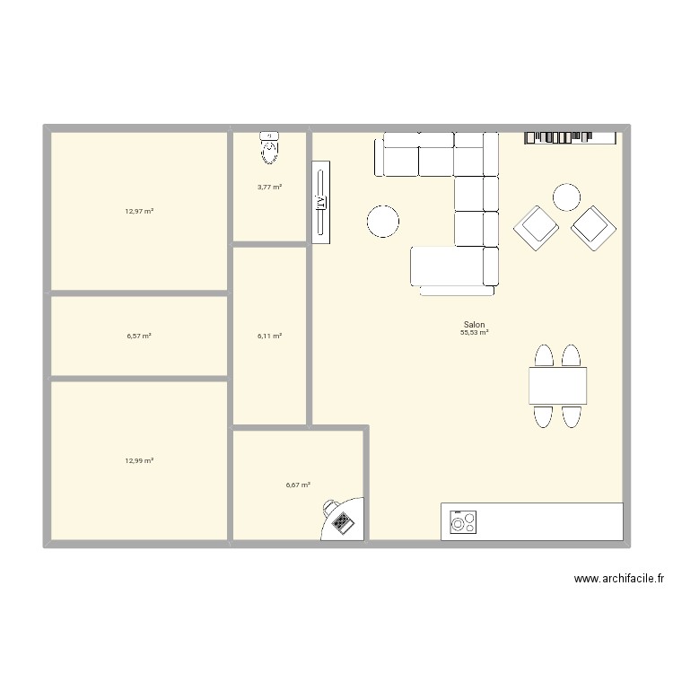 Plan Nico Noré. Plan de 7 pièces et 105 m2
