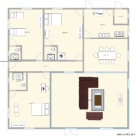 plan de 3 chambres salon avec salle à manger et cuisine 