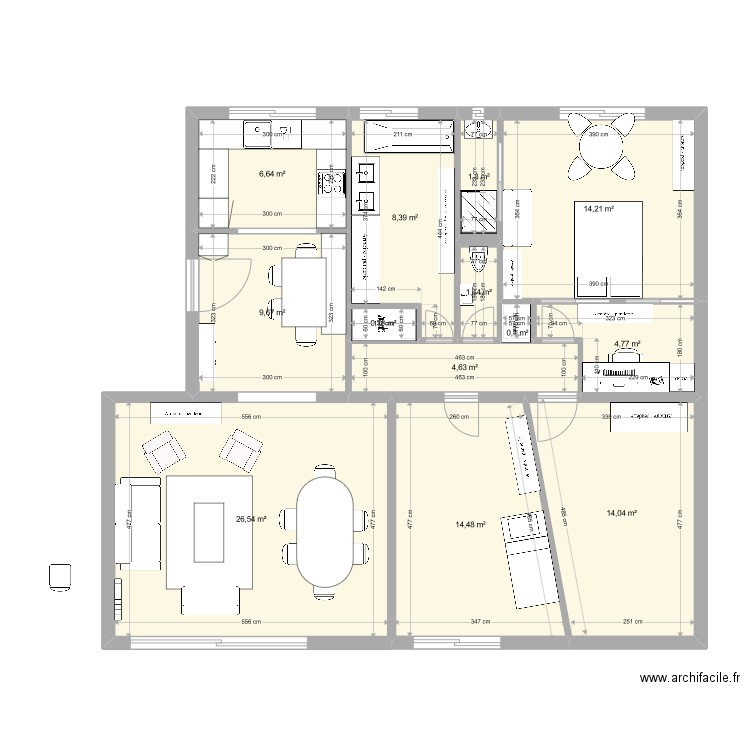 16AvGallieni - V1. Plan de 13 pièces et 108 m2