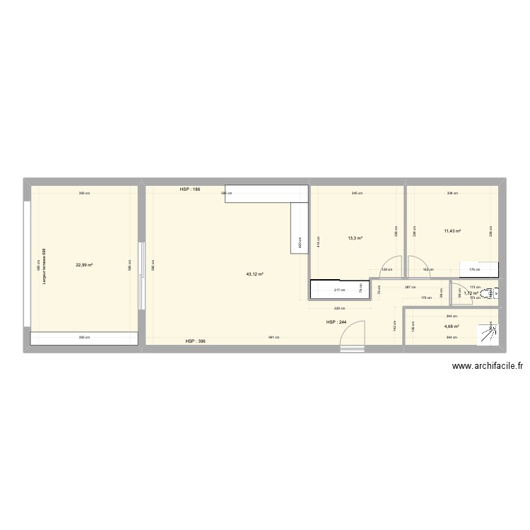 Appartement T3 St Geoirs. Plan de 6 pièces et 97 m2