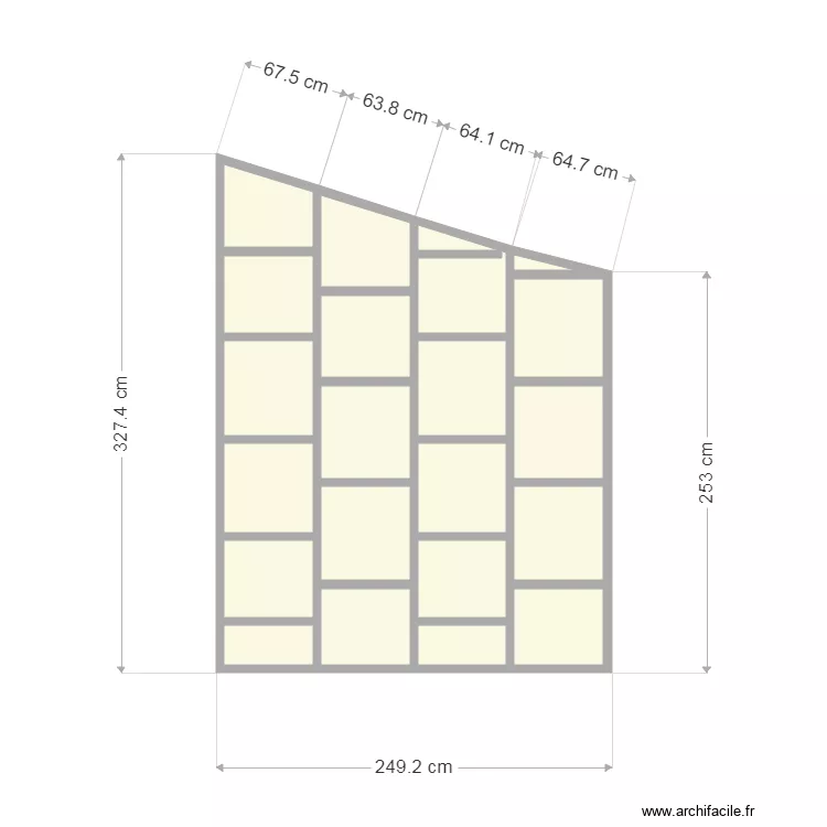 Mur abri bus cot&eacute;. Plan de 