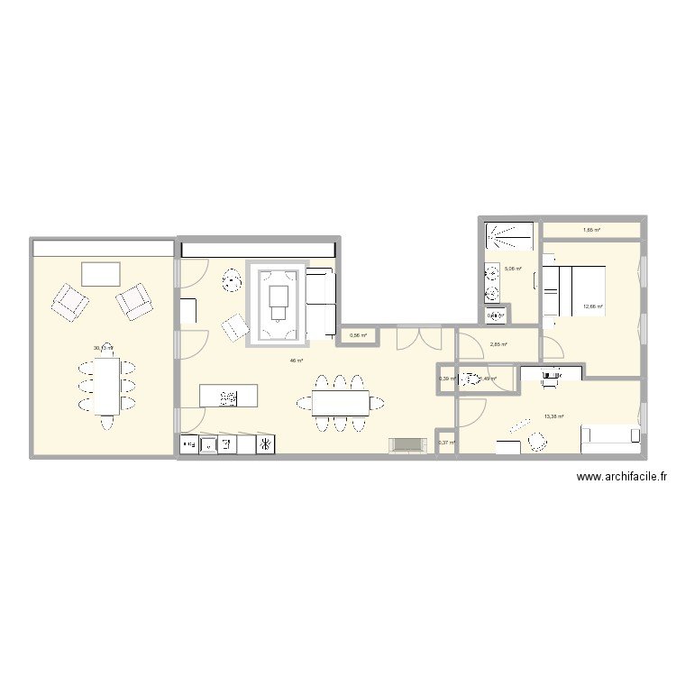 Appartement Après travaux. Plan de 12 pièces et 115 m2