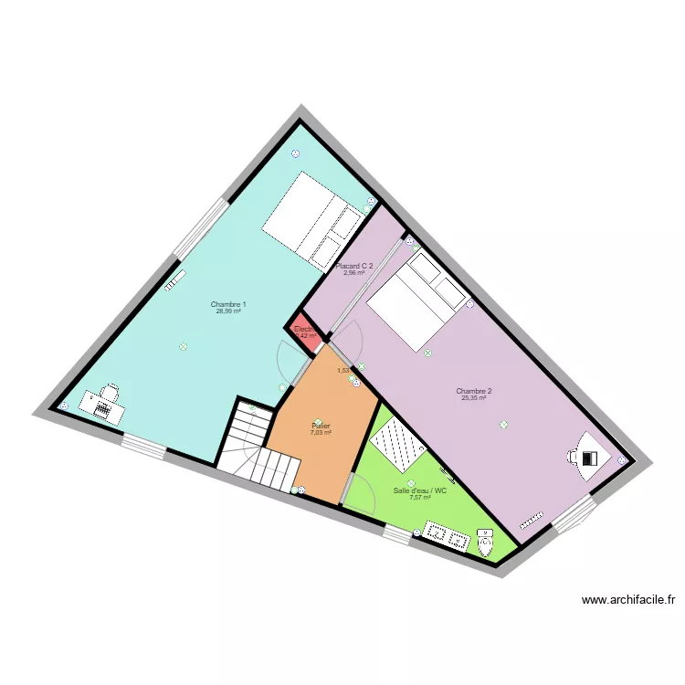 00000AA Etage 2 Varilhes. Plan de 