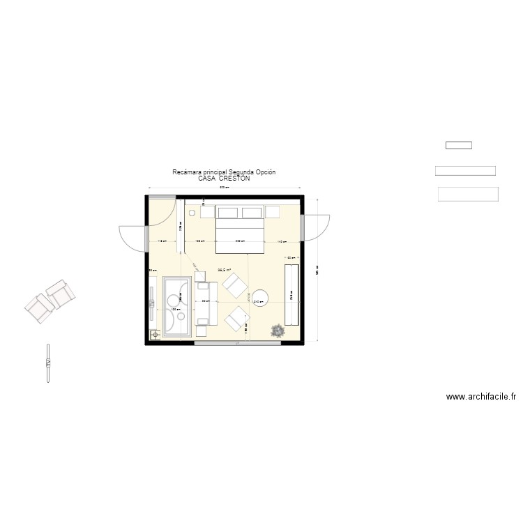 Casa Crestón Recámara principal SEGUNDA OPCIÓN cotas. Plan de 0 pièce et 0 m2