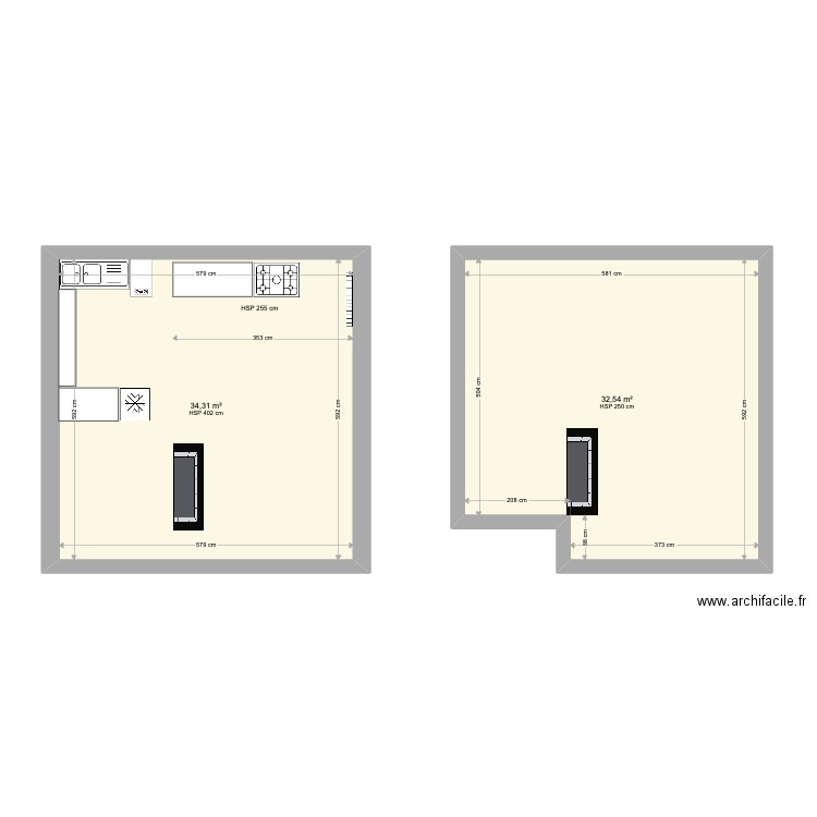 la borde cuisine projet bis. Plan de 7 pièces et 184 m2