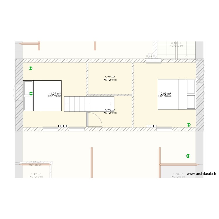 R2 et R3 V3. Plan de 11 pièces et 108 m2