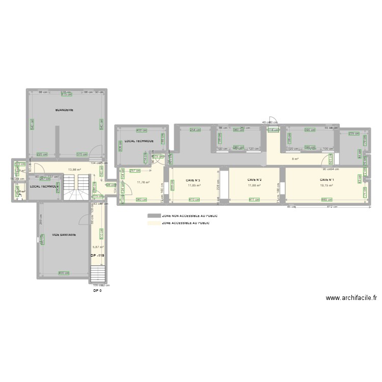 Maison forte partie cave. Plan de 18 pièces et 194 m2