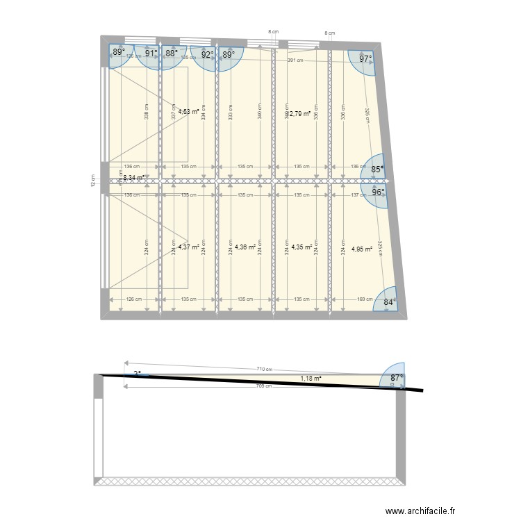 Toiture Blondeau. Plan de 8 pièces et 45 m2