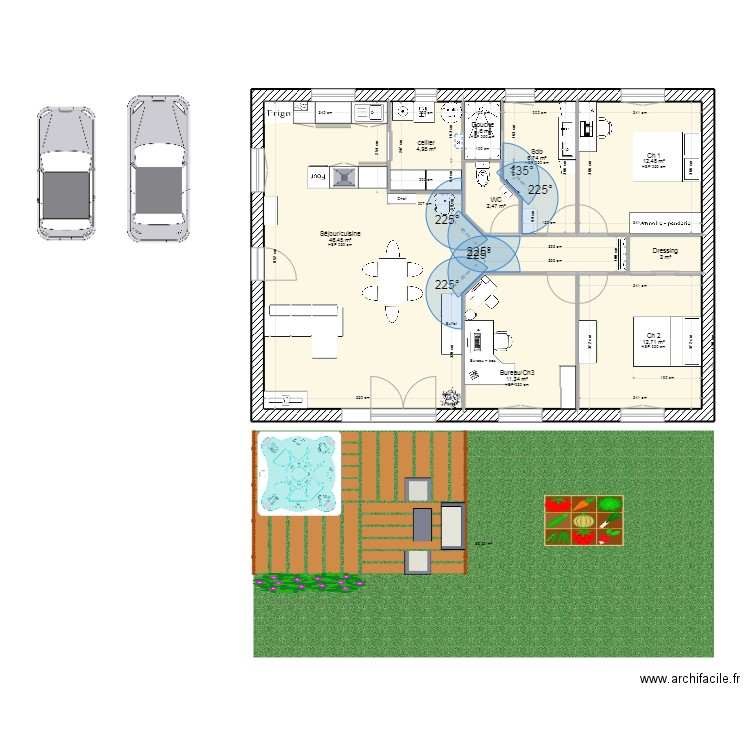 Plan v5. Plan de 9 pièces et 101 m2