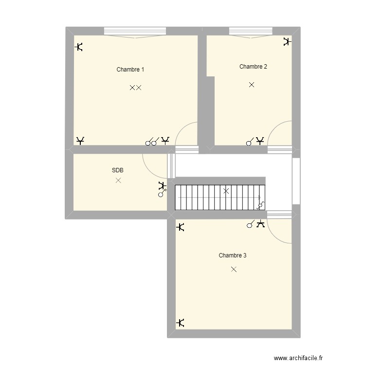etage. Plan de 4 pièces et 42 m2