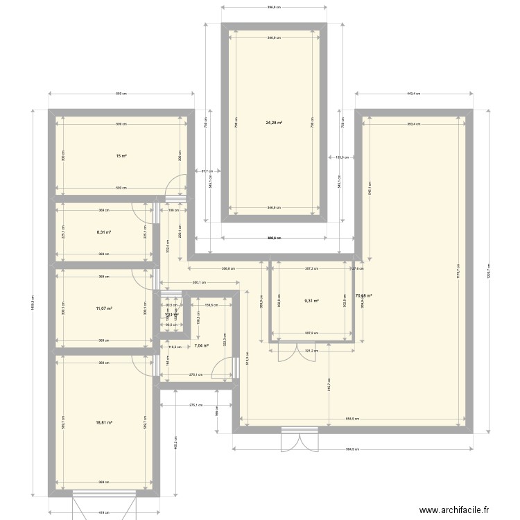 PARADIS v5. Plan de 9 pièces et 166 m2