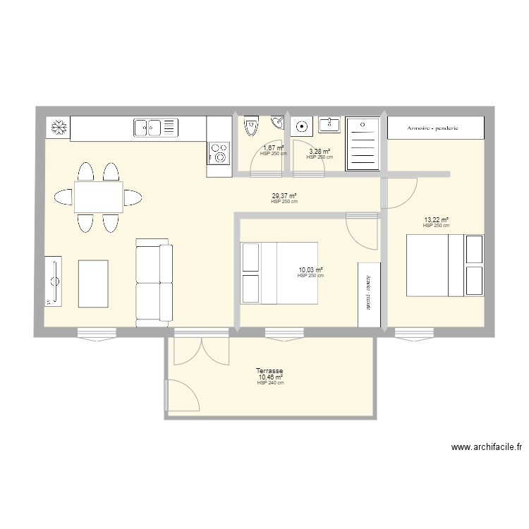 Simulation Appart RDC non fini. Plan de 0 pièce et 0 m2