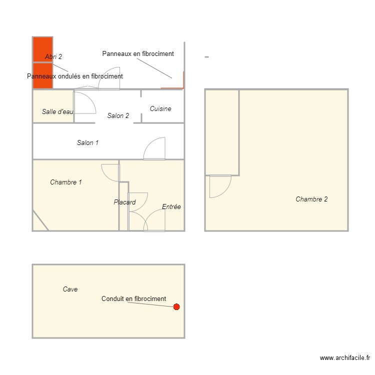 Croquis ESPINASSE Amiante. Plan de 10 pièces et 60 m2