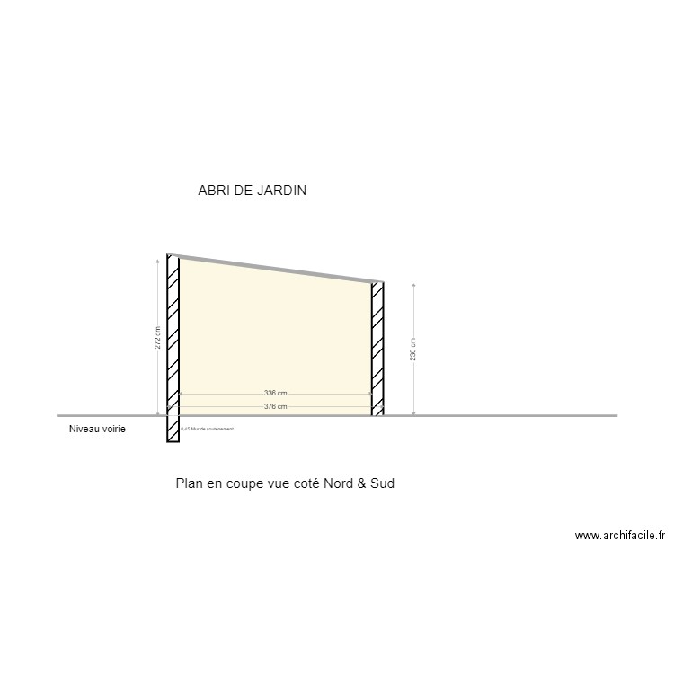 plan en coupe vue coté nord et sud. Plan de 0 pièce et 0 m2