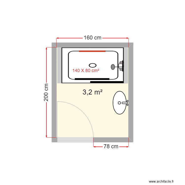 LANGBEEN plan projeté. Plan de 1 pièce et 3 m2