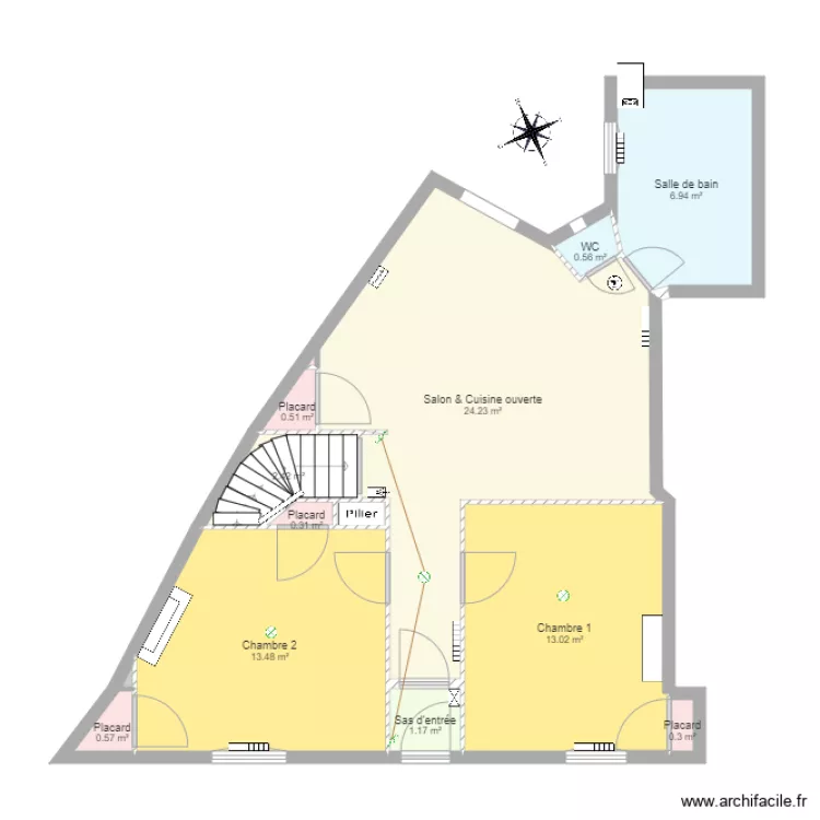 Appartement apr&egrave;s. Plan de 