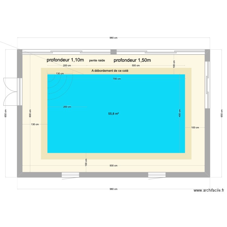 piscine hames. Plan de 1 pièce et 56 m2