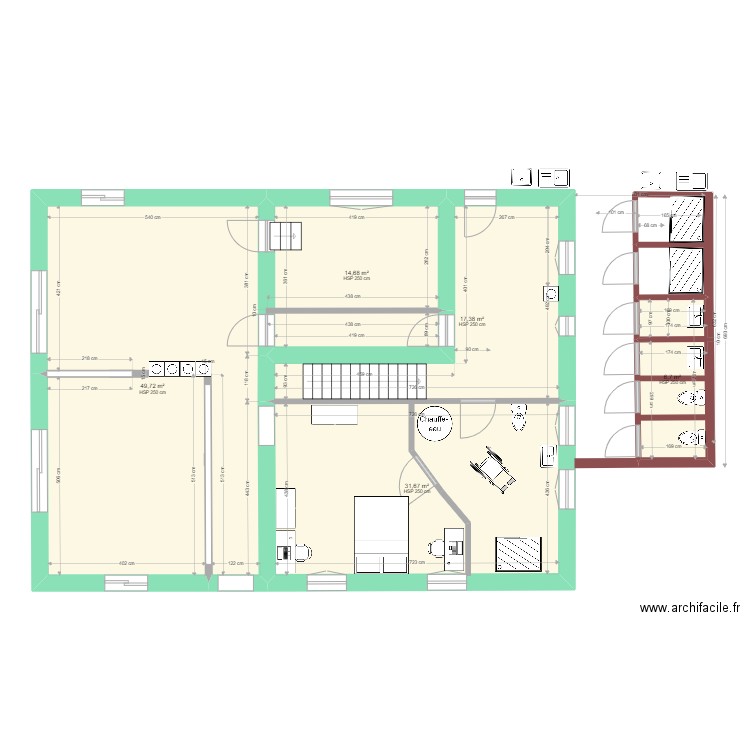 Caro  RdC avec sanitaires collés à la maison. Plan de 0 pièce et 0 m2