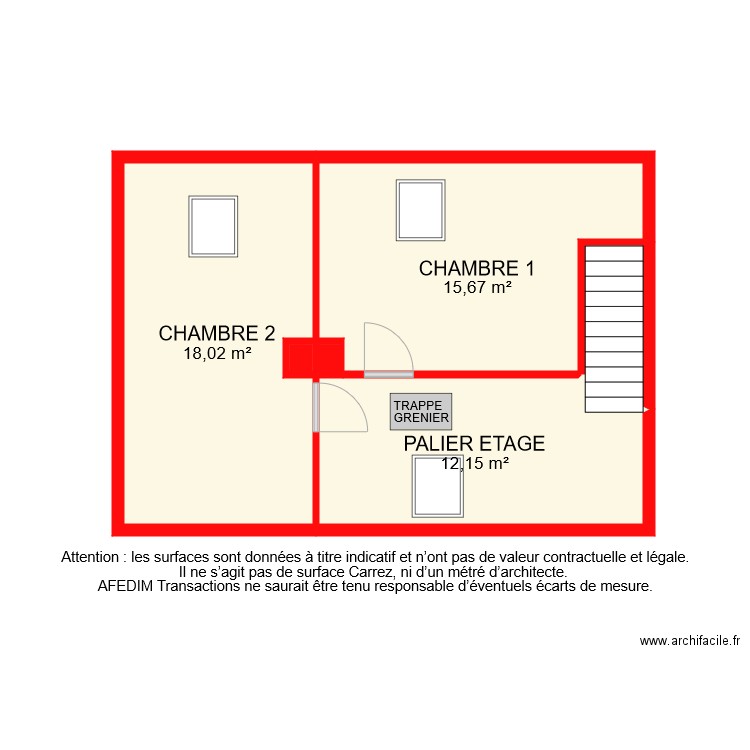 BI 8886 ETAGE 2. Plan de 6 pièces et 49 m2