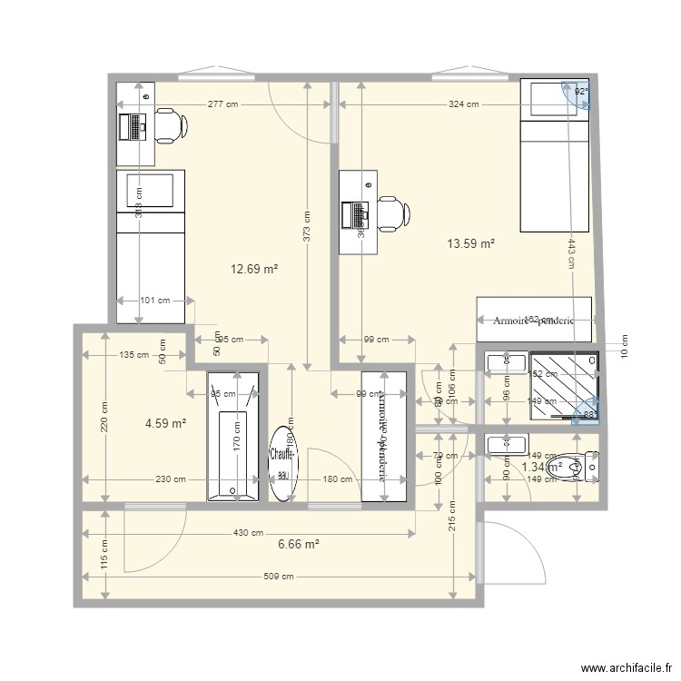 studio chambre apres travaux 3. Plan de 0 pièce et 0 m2