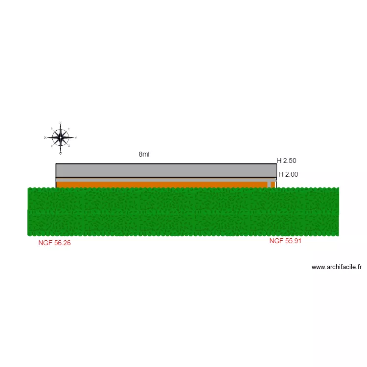 facade OUEST  chalet 20. Plan de 