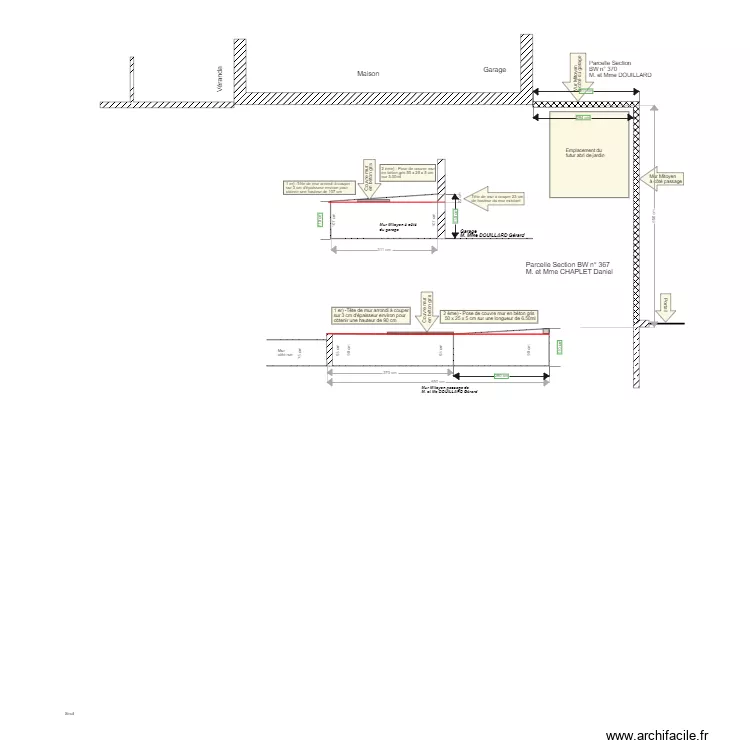 Plan cl&ocirc;ture en limite G&eacute;rard. Plan de 
