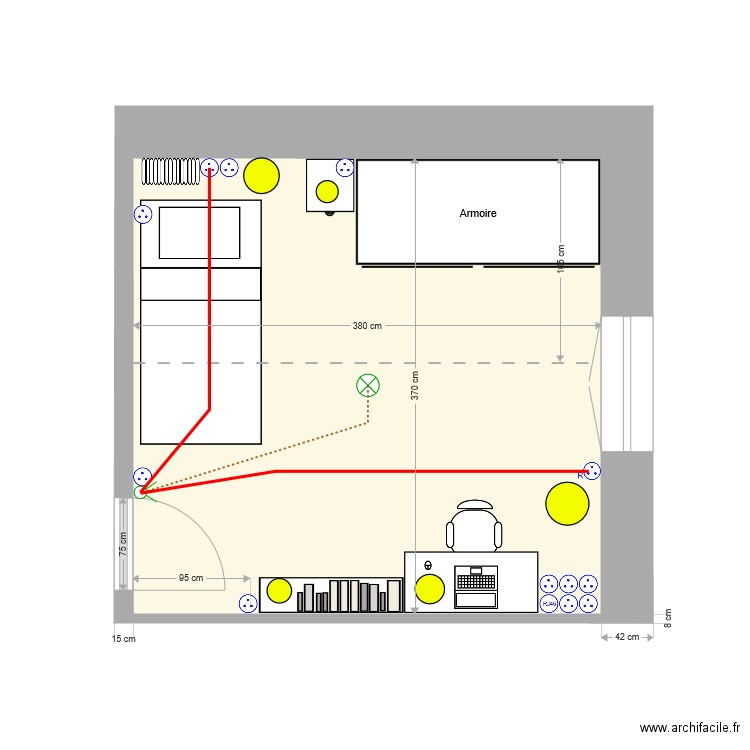 Chambre R2 gauche. Plan de 0 pièce et 0 m2