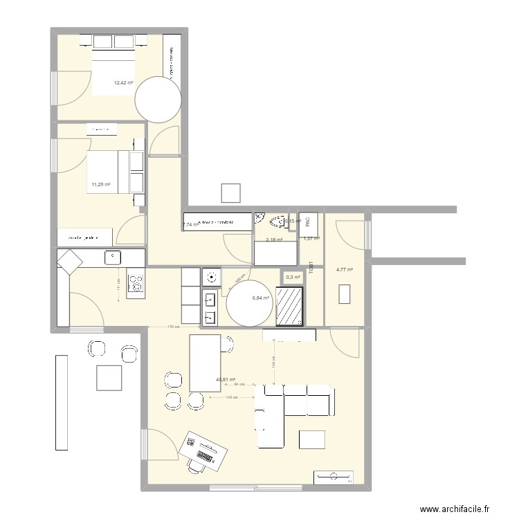 LIGNE BLEUE 38. Plan de 10 pièces et 93 m2