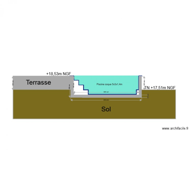 piscine coupe. Plan de 0 pièce et 0 m2